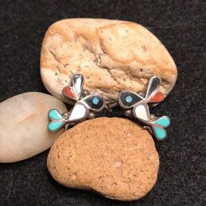 Old pawn Zuni inlay earrings SOLD